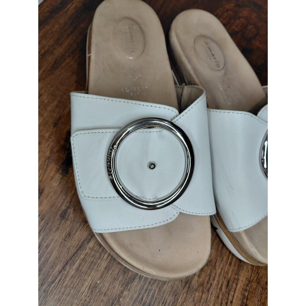 Tamaris Comfort White Nappa Sandals Women Size 37 - Picture 12 of 16